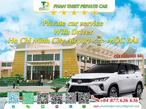 Car rental Ho Chi Minh City <=> Moc Bai (private car with driver)